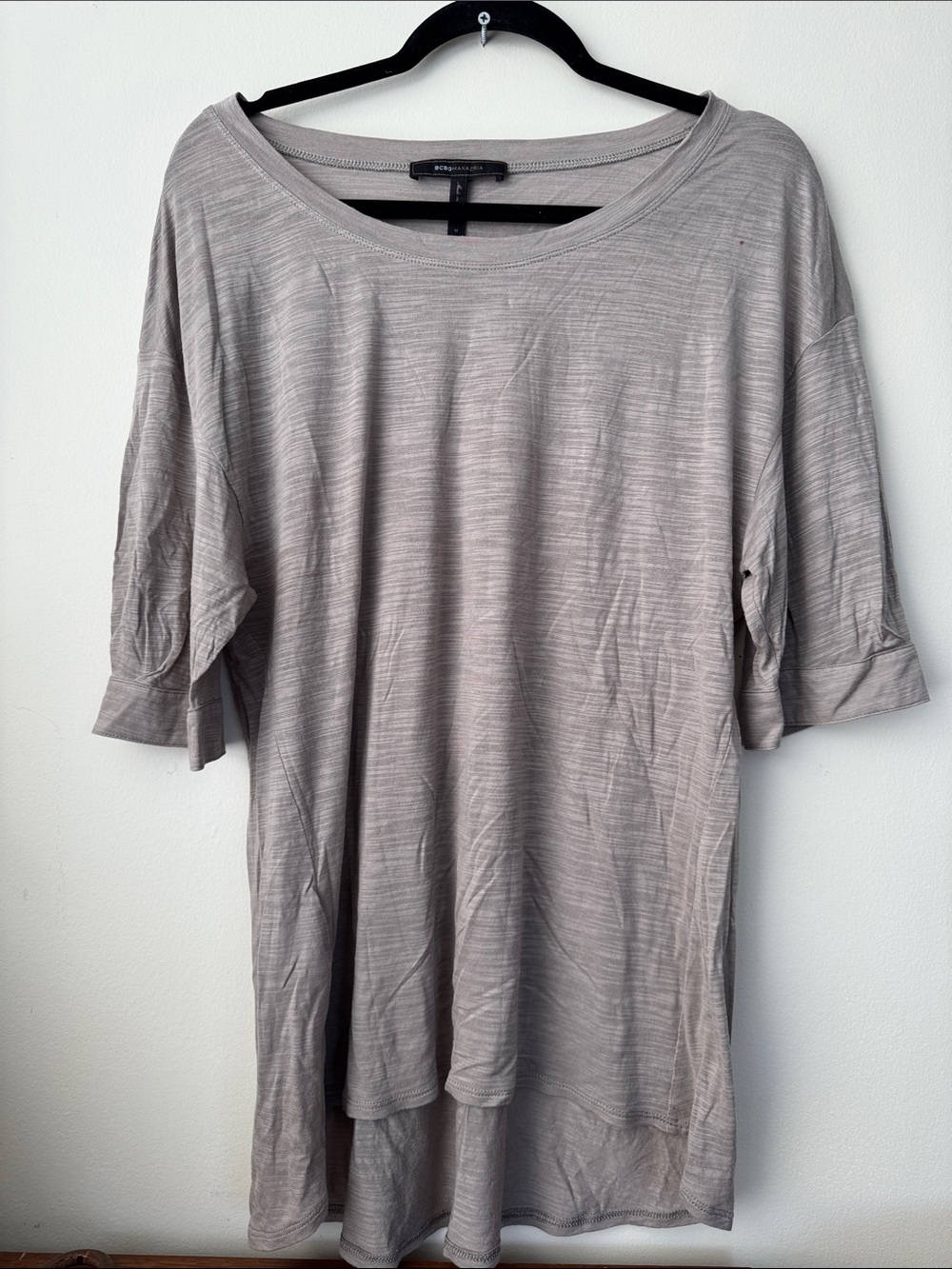 BCBG Maxazria Relaxed Scoop Tunic in Taupe Gray
